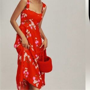 MAEVE Red Floral Sundress with Sweetheart Neckline